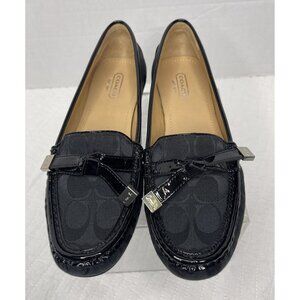 Coach Women Signature Frida Canvas Patent Leather Slip-On Loafer Black SZ 8M NEW